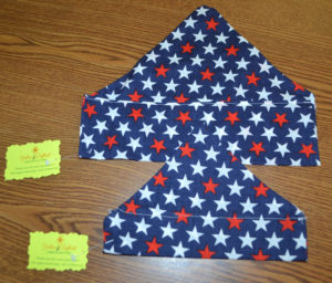 Yellow Daffodil sells a variety of dog bandanas, including a starry fourth of July print. 